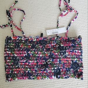 Liberty Floral JCrew Smocked Bandeau Bikini Top S